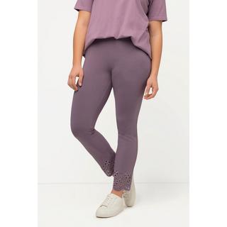 Ulla Popken  Leggings di jersey in cotone biologico con pizzo ricamato 