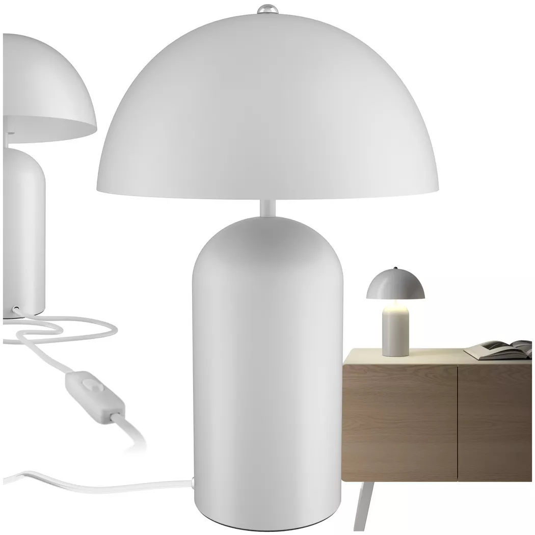Tectake – Kleine Retro-Tischlampe Altea, Pilzdesign, 40W, Weiss