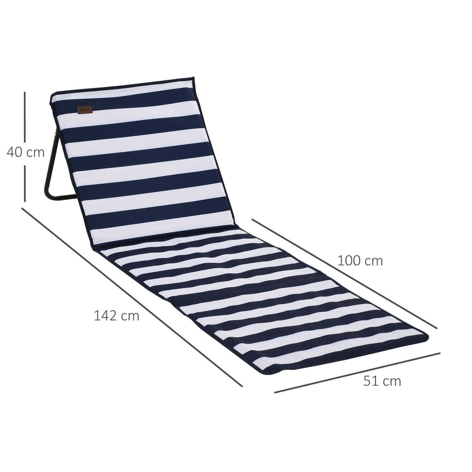 Northio Lot De 2 Tapis De Plage Pliables Et Réglables, Sac De Transport Pour Magazines, Acier Oxford Bleu + Blanc  