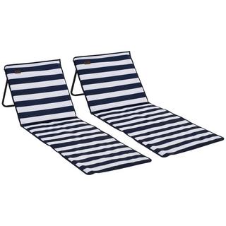 Northio Lot De 2 Tapis De Plage Pliables Et Réglables, Sac De Transport Pour Magazines, Acier Oxford Bleu + Blanc  