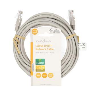 Nedis  Câble réseau CAT5e | U/UTP | RJ45 mâle | RJ45 mâle | 5.00 m | Rond | PVC | Gris | Label 
