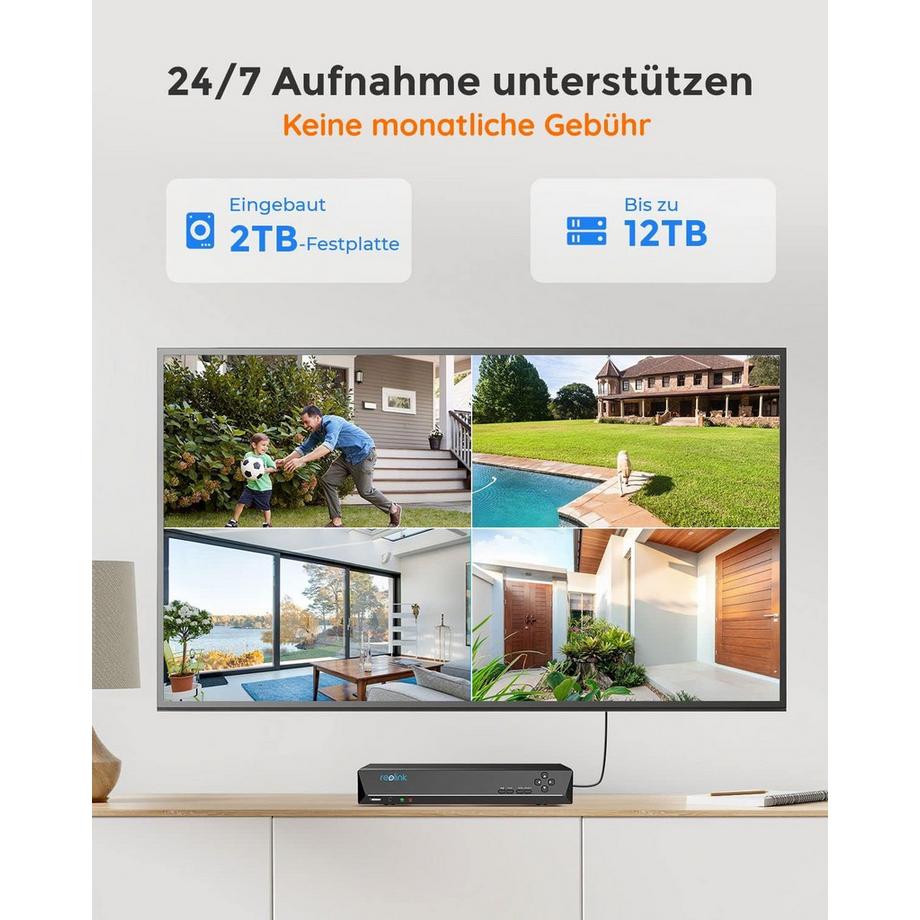Reolink  NVS8-5MD4 2K+ System mit 4 Kameras 