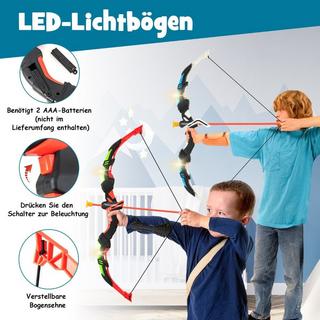 Northix  Ensemble de 2 arcs et flèches pour enfants, ensemble de jouets de tir à l'arc éclairés par LED 