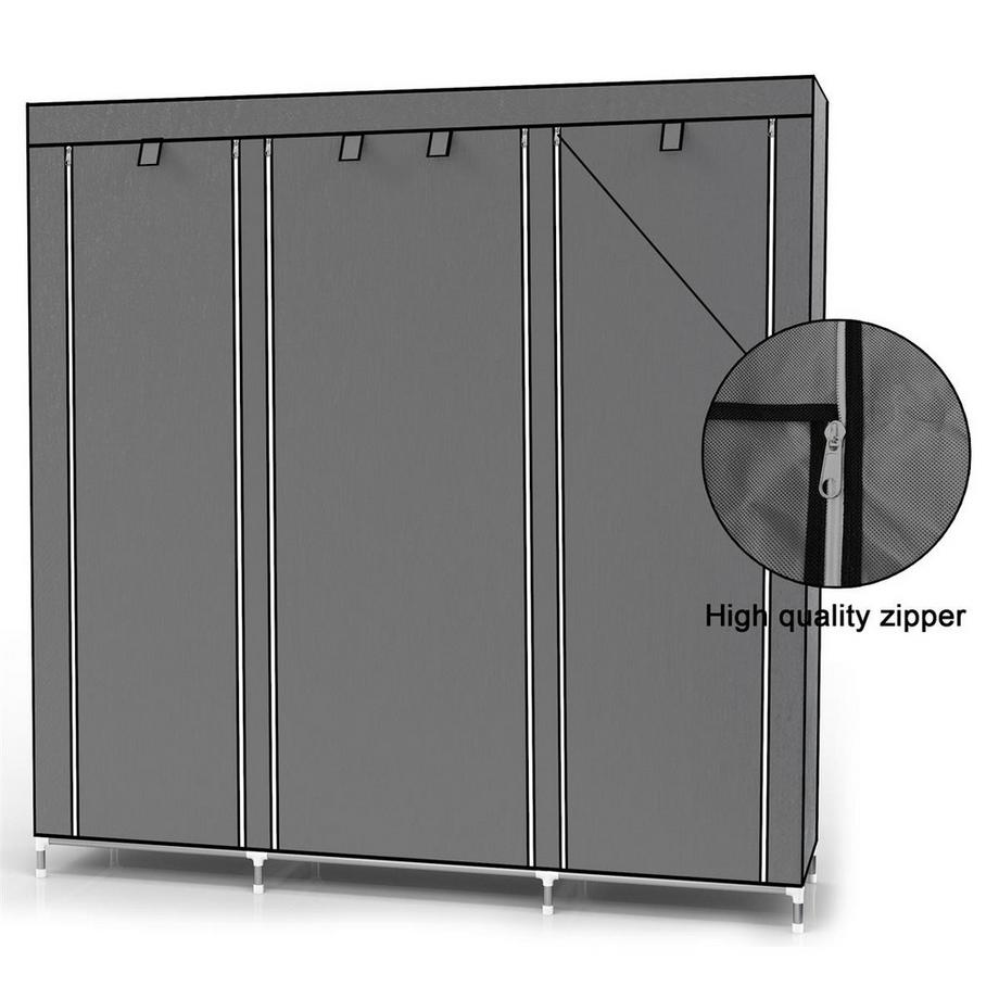 Intirilife Faltbarer Kleiderschrank mit Kleiderstange, Fächern und Seitentasche  