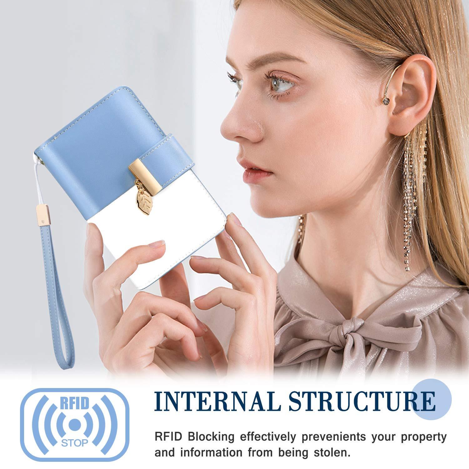 Only-bags.store Portefeuille en cuir avec protection RFID et chaîne  