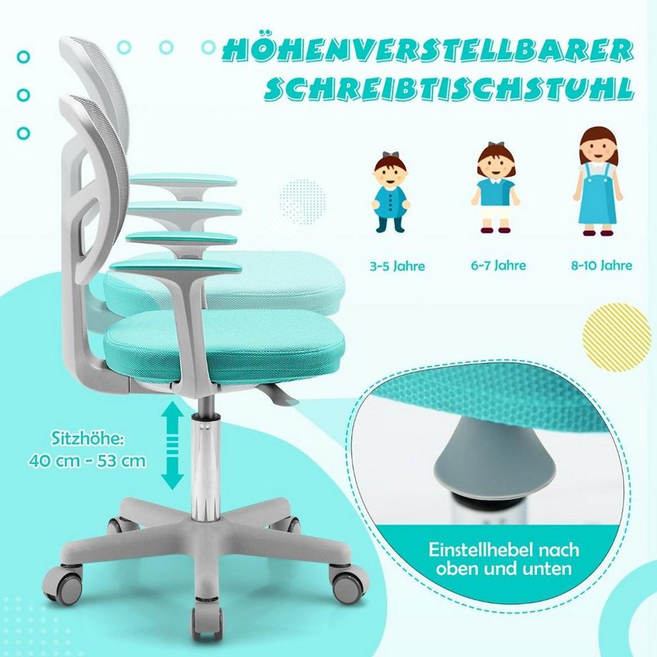 Northix Kinder-Schreibtischstuhl Kinder-Computerstuhl mit Einstellbarer Höhe  