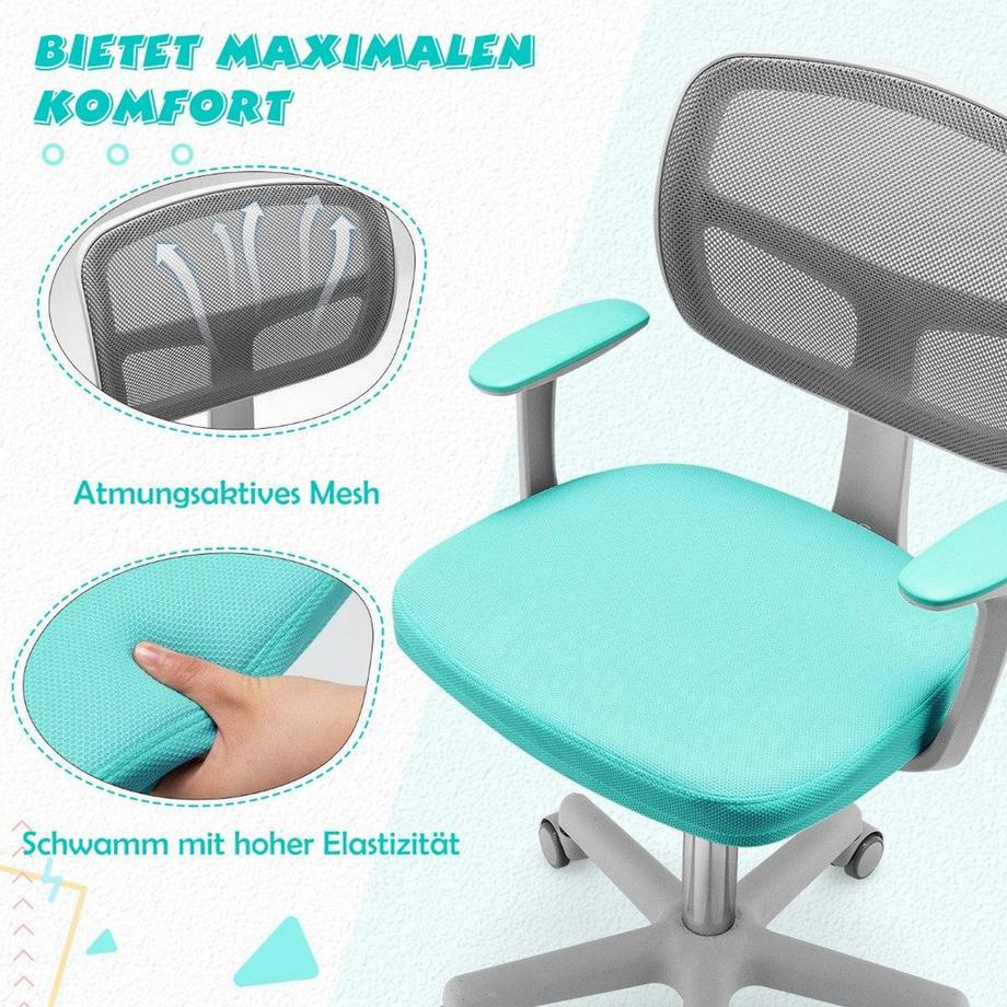Northix Kinder-Schreibtischstuhl Kinder-Computerstuhl mit Einstellbarer Höhe  