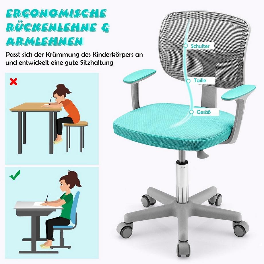 Northix Kinder-Schreibtischstuhl Kinder-Computerstuhl mit Einstellbarer Höhe  