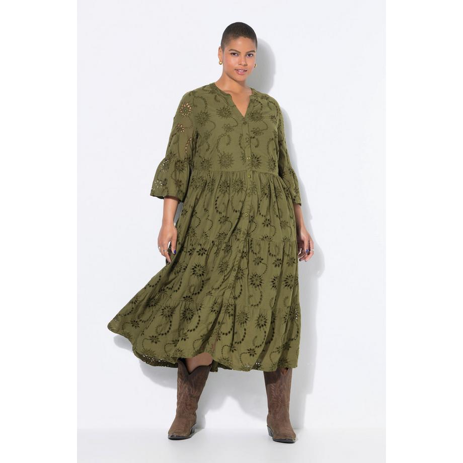 Studio Untold Robe maxi Broderie Anglaise Volants Manches 3/4  