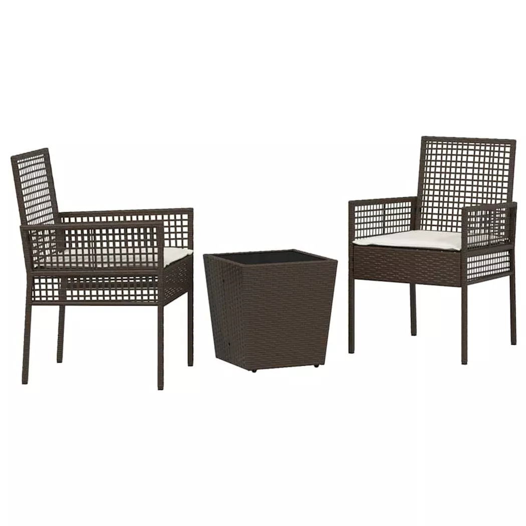 Set Bistro Da Giardino 3 Pcs Marrone Poly Rattan - Vidaxl