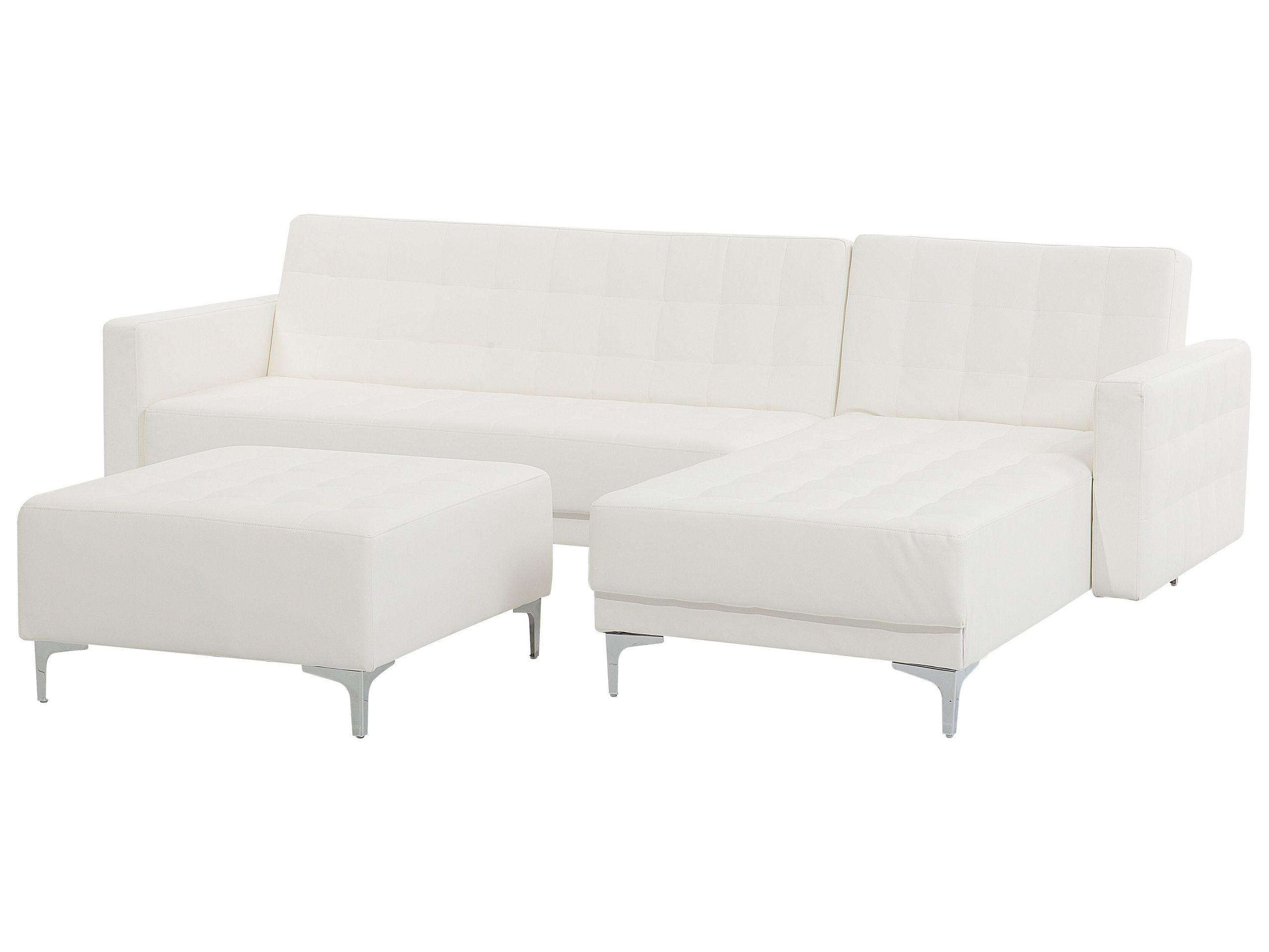 Beliani Canapé avec pouf en Cuir PU Moderne ABERDEEN  