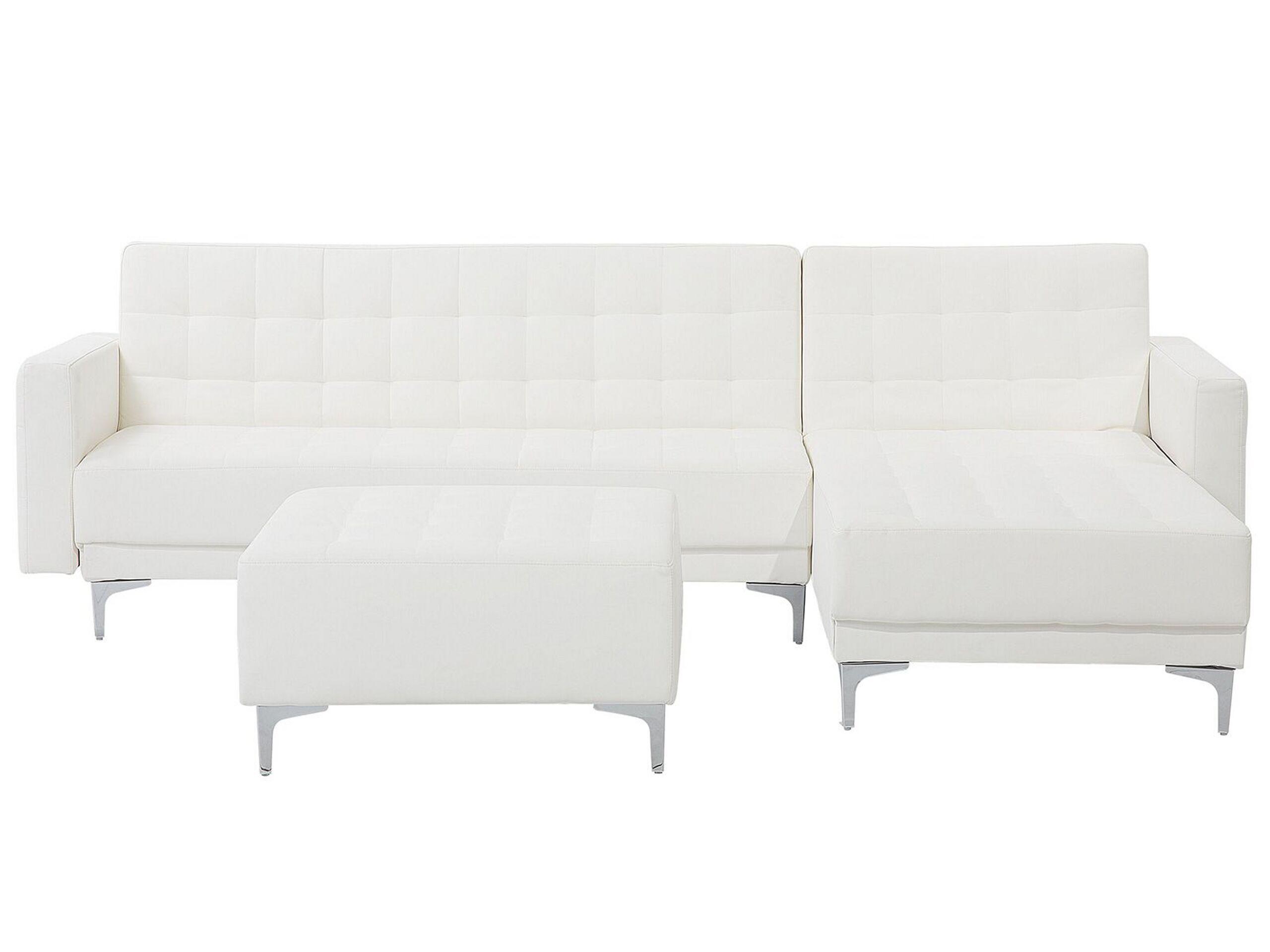 Beliani Canapé avec pouf en Cuir PU Moderne ABERDEEN  