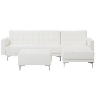 Beliani Canapé avec pouf en Cuir PU Moderne ABERDEEN  