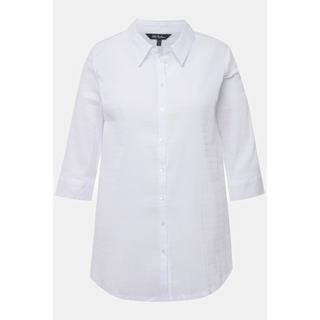 Ulla Popken  Camicetta con crespatura a bolle, colletto da camicia e maniche a 3/4 