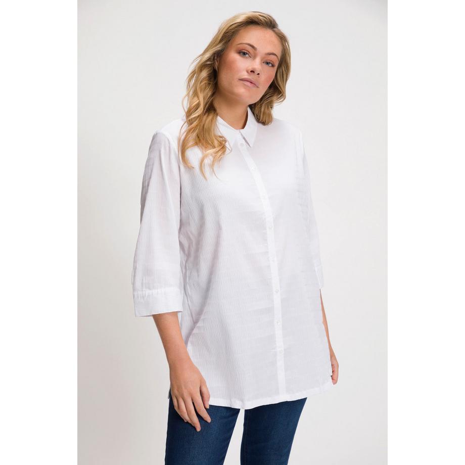 Ulla Popken Chemisier Qualité Bulle Col Chemise Manches 3/4  