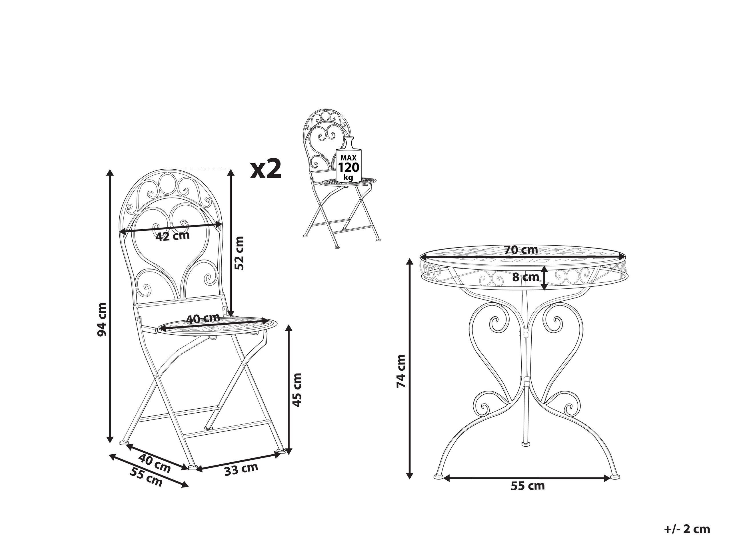 Beliani Bistro Set aus Eisen Retro ALBINIA  