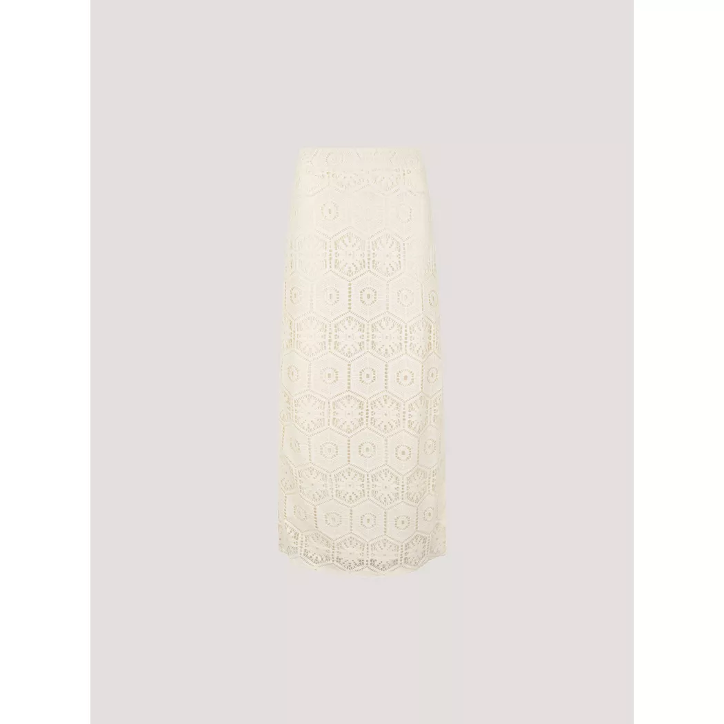 Crochet Lace Side Split Maxi Skirt