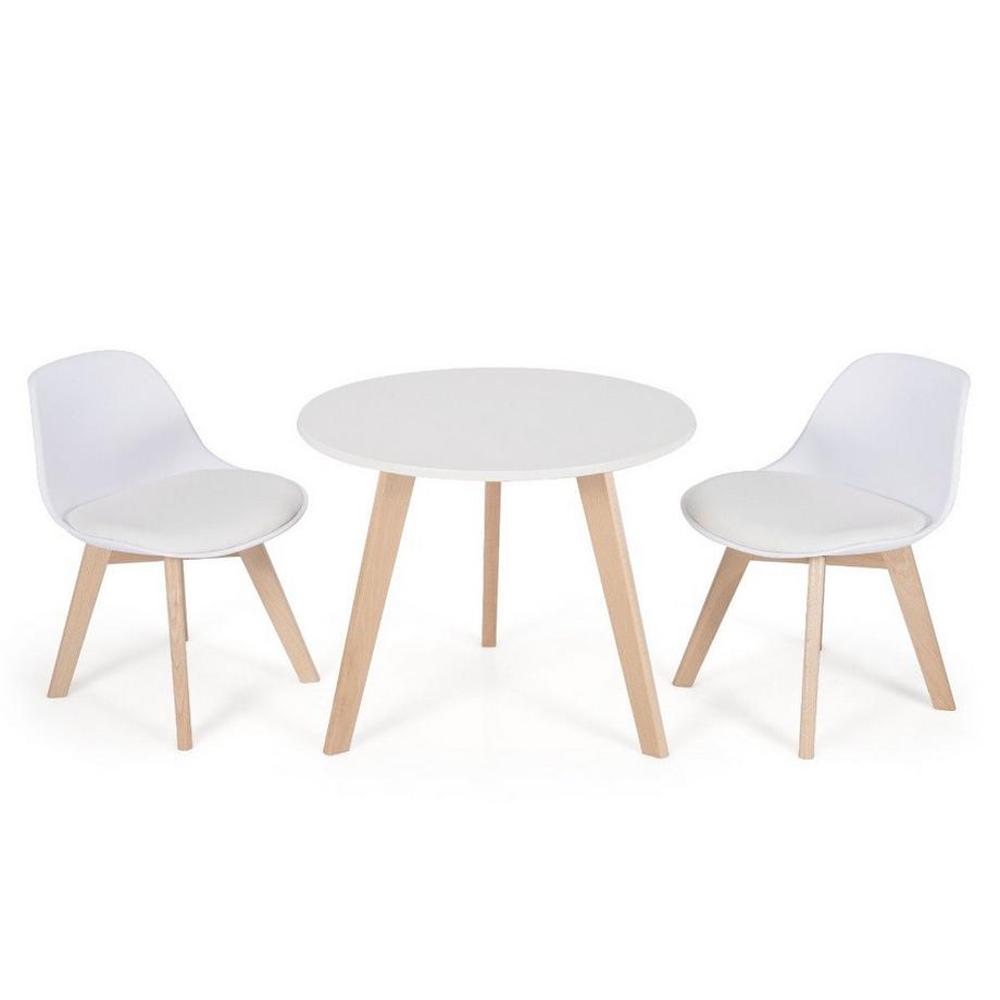 Northix  3 pièces. Groupe de sièges pour enfants avec table ronde et 2 chaises rembourrées pour les petits enfants de 3 à 8 ans. 