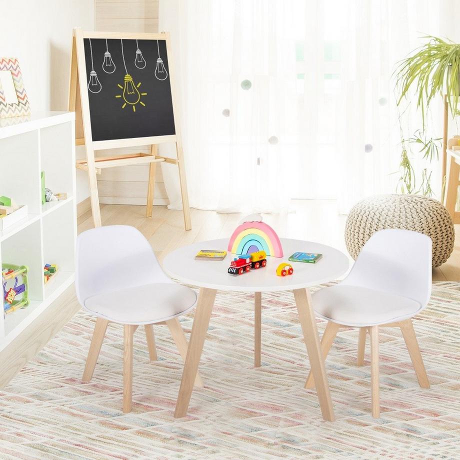 Northix  3 pièces. Groupe de sièges pour enfants avec table ronde et 2 chaises rembourrées pour les petits enfants de 3 à 8 ans. 