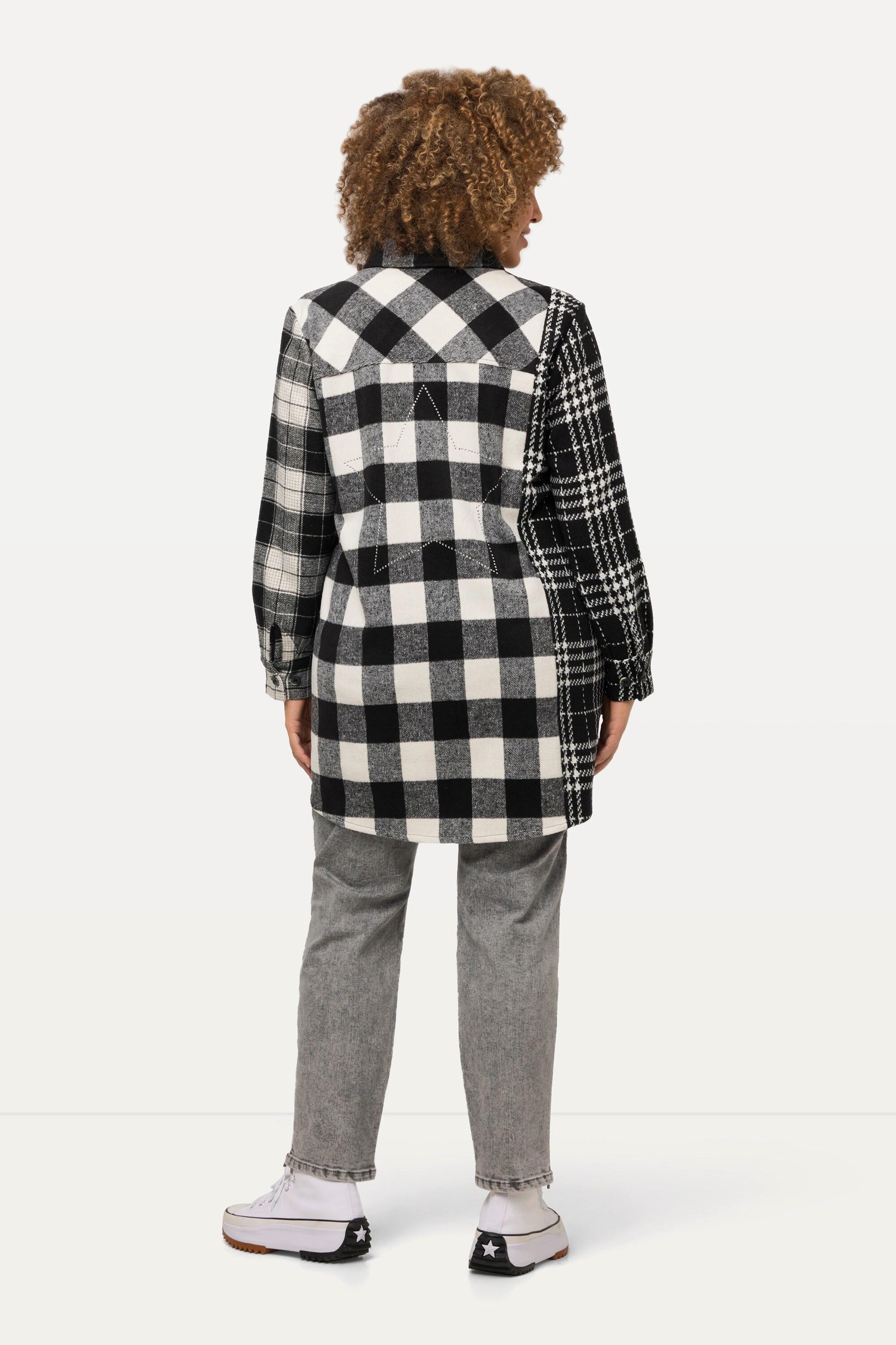 Ulla Popken Karo-Shaket Hemdkragen Langarm  