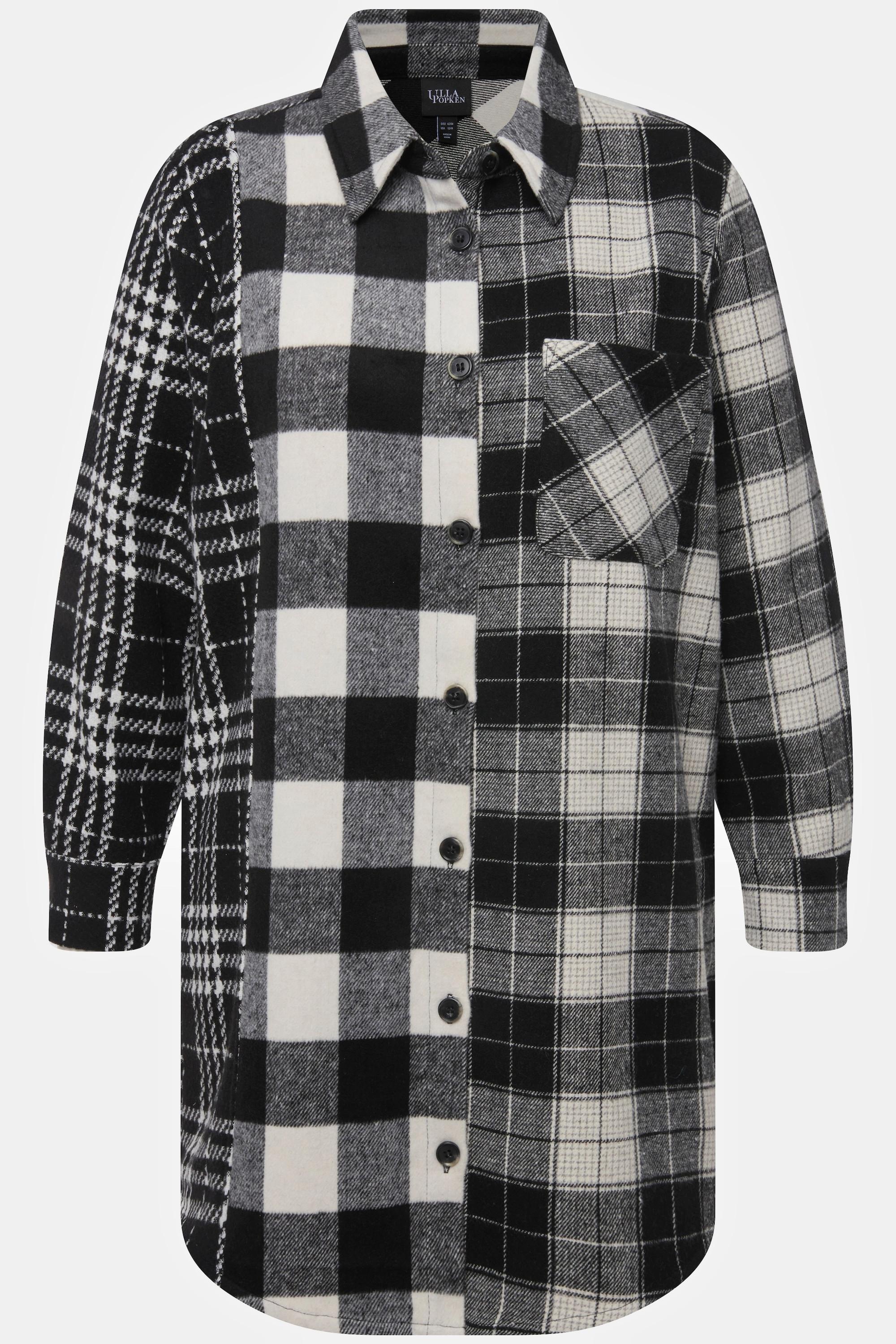Ulla Popken Karo-Shaket Hemdkragen Langarm  