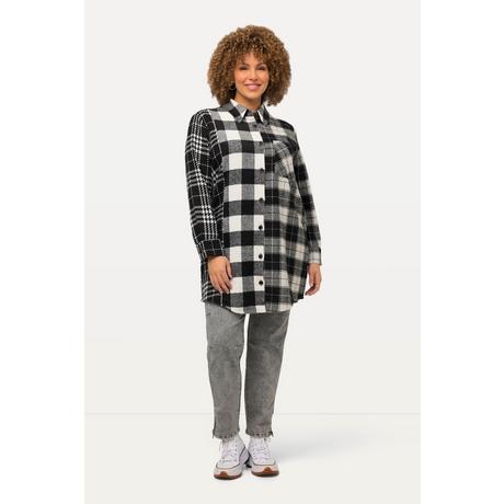 Ulla Popken Surchemise à carreaux Col chemise Manches longues  