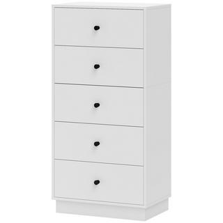 Northio Commode, buffet avec 5 tiroirs, armoire en bois, armoire de rangement de style moderne, armoire à tiroirs, commode pour salon, chambre à coucher, couloir, 47 x 29 x 95 cm, blanc  