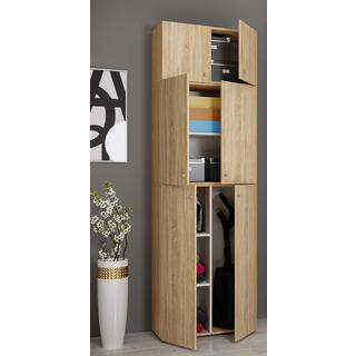 VCM Holz Besenschrank Staubsauger Putzschrank Haushaltsschrank Drehtüren Lona A  