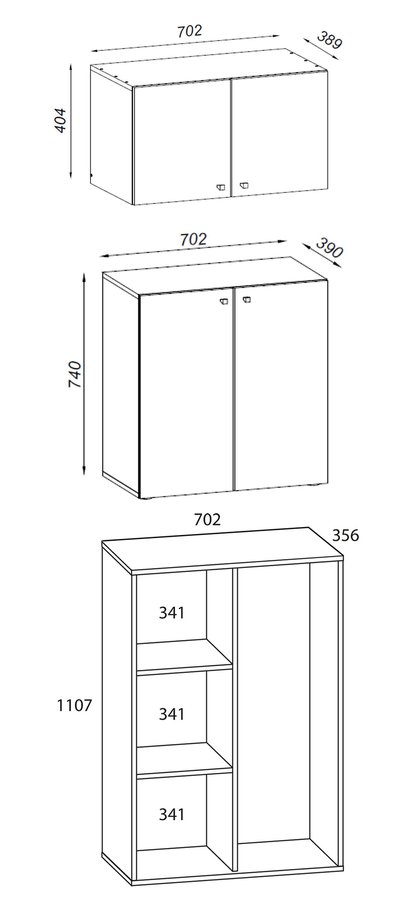 VCM Armoire à balais en bois Armoire à aspirateur Armoire de ménage Portes battantes Lona A  