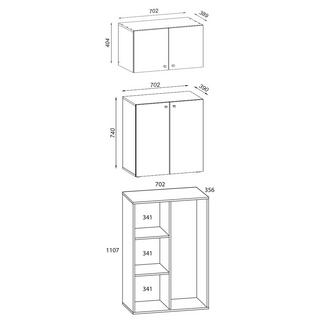 VCM Armoire à balais en bois Armoire à aspirateur Armoire de ménage Portes battantes Lona A  