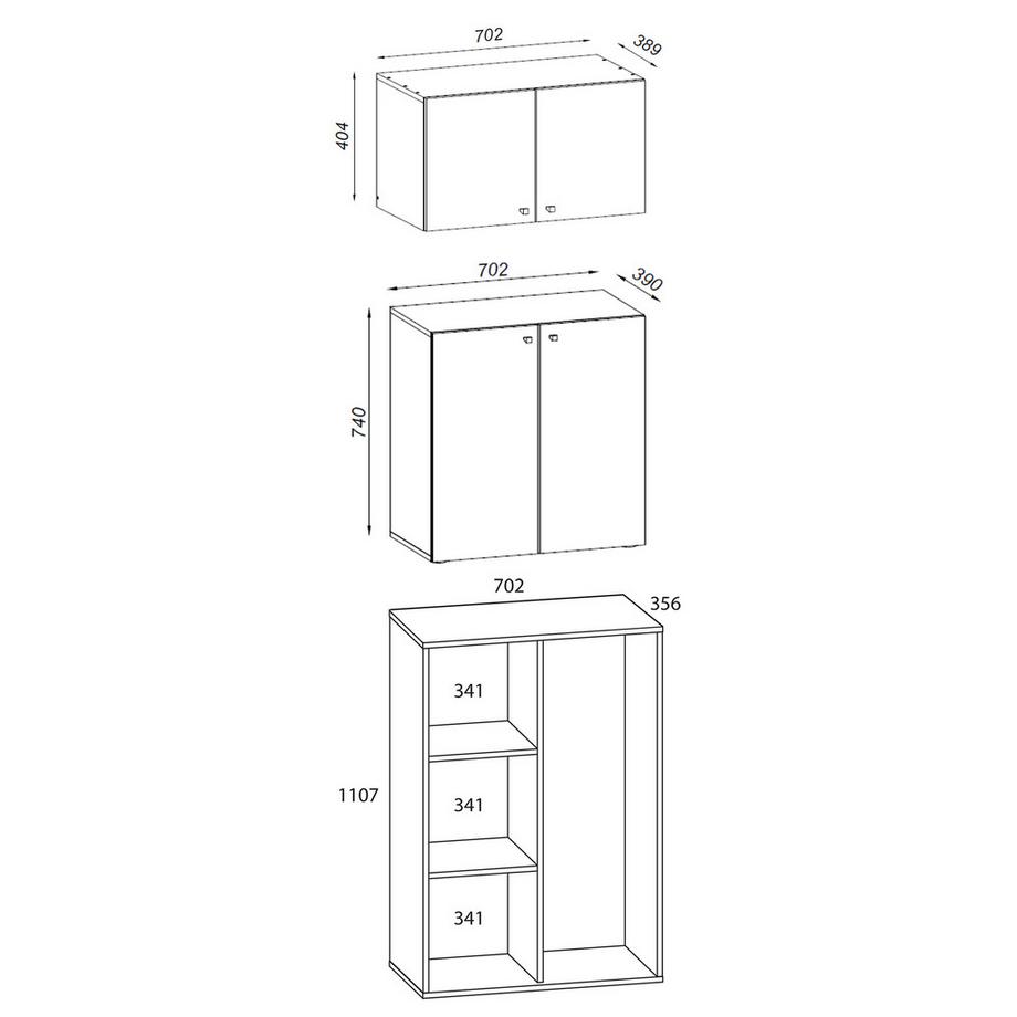 VCM Armoire à balais en bois Armoire à aspirateur Armoire de ménage Portes battantes Lona A  