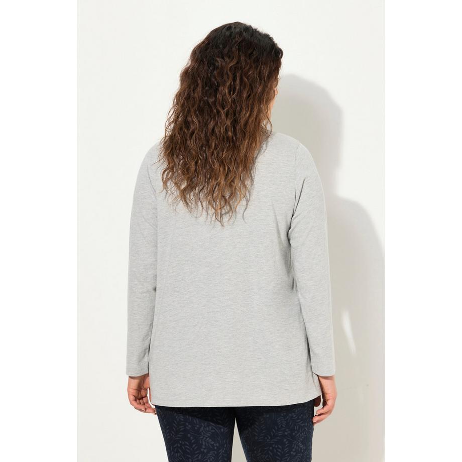 Ulla Popken Maglia A-line Maniche Lunghe Pieghe Perline  