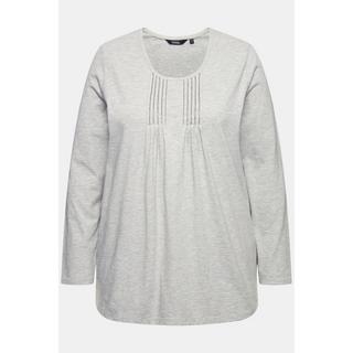 Ulla Popken  Shirt, Falten, Perlen, A-Linie, Langarm 