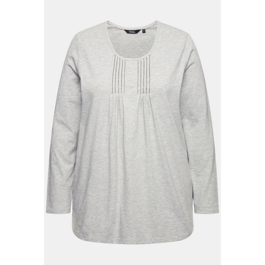 Ulla Popken Maglia A-line Maniche Lunghe Pieghe Perline  