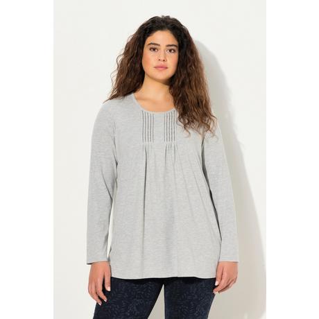 Ulla Popken  Shirt, Falten, Perlen, A-Linie, Langarm 