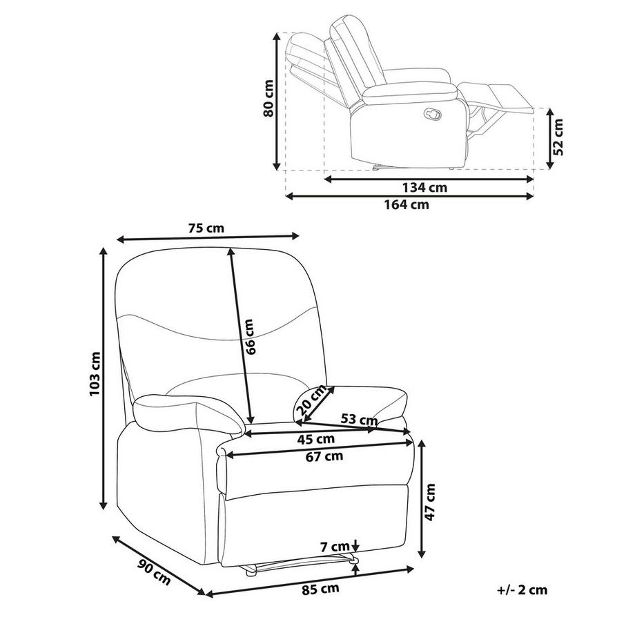 Beliani Fauteuil inclinable en Velours Industriel ESLOV  