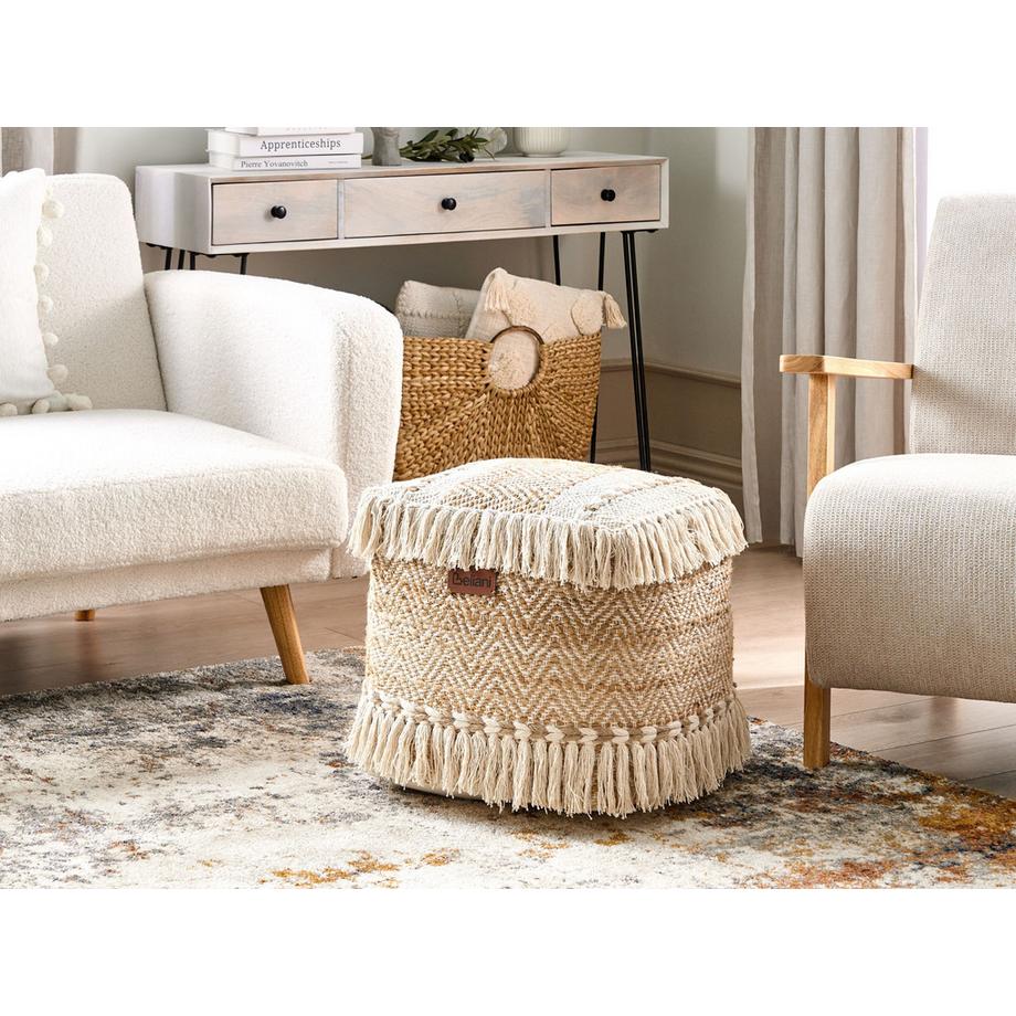 Beliani Pouf en Jute Boho ALUPOLA  