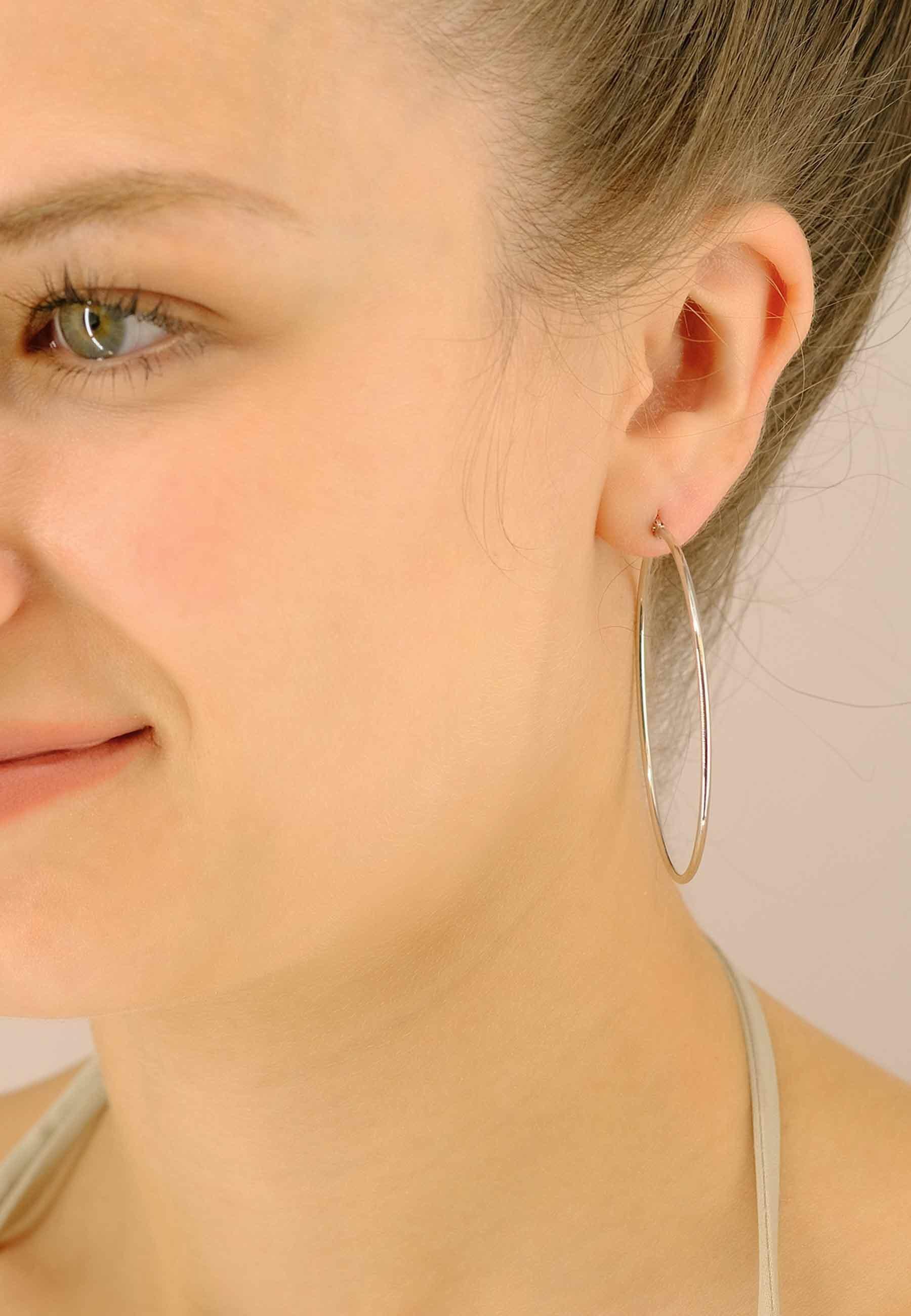 MUAU Schmuck  Creolen Weissgold 750 Runddraht 50mm 