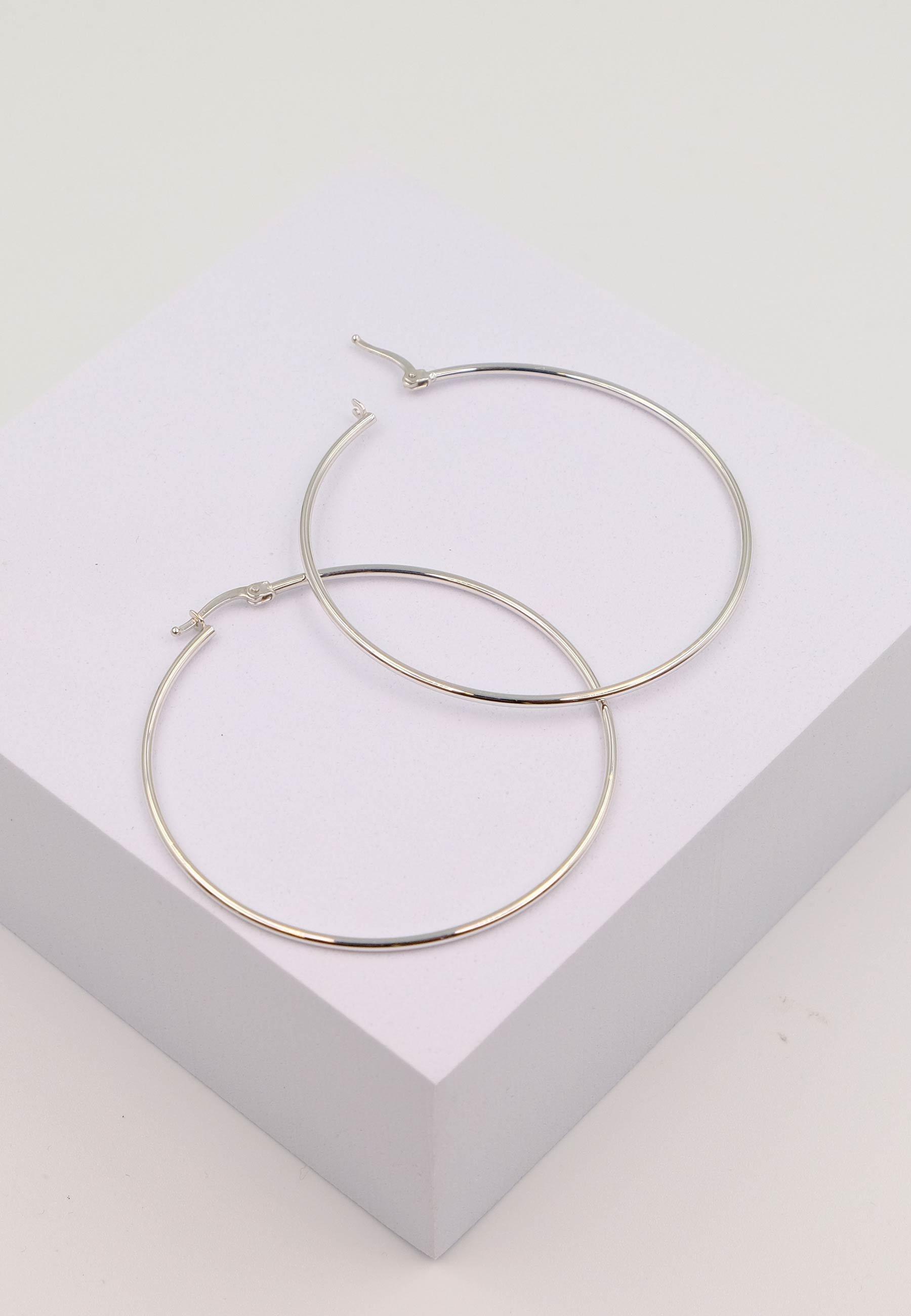 MUAU Schmuck  Creolen Weissgold 750 Runddraht 50mm 