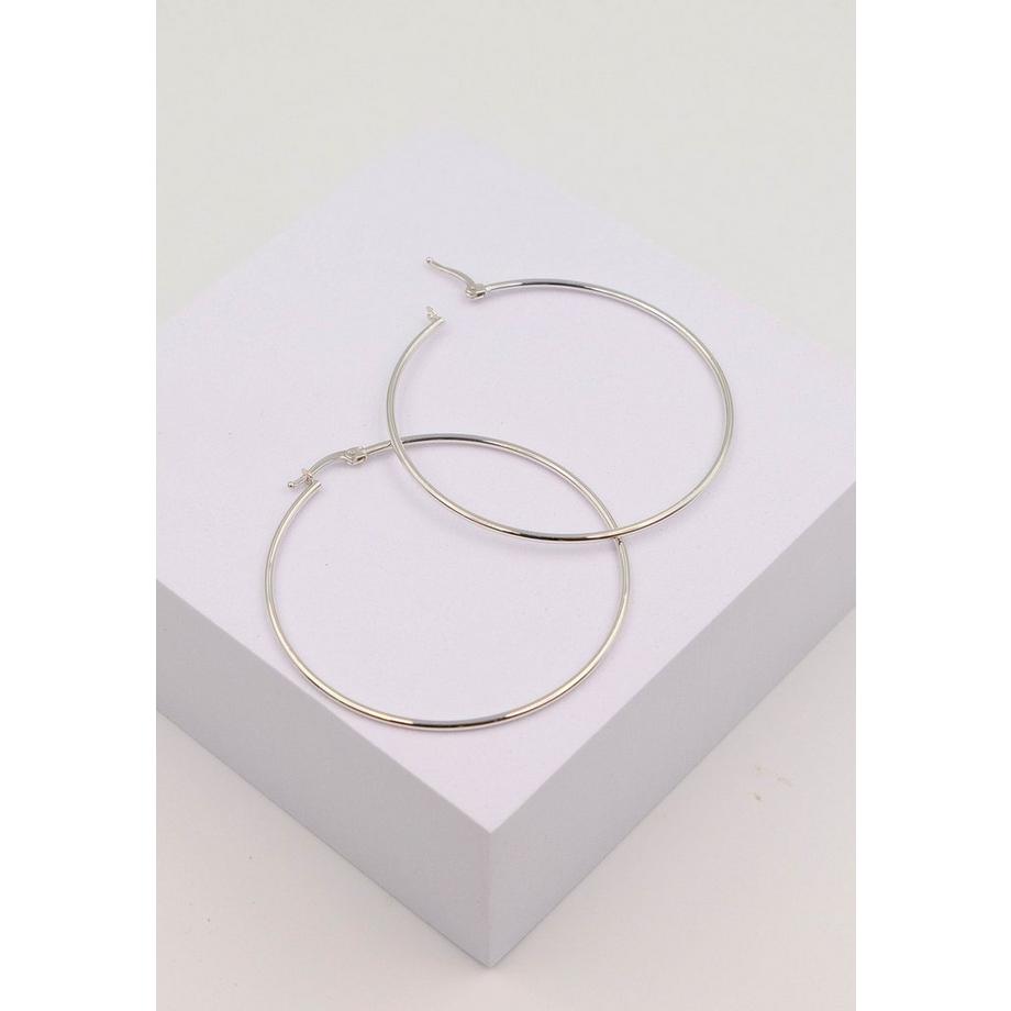 MUAU Schmuck  Créoles or blanc 750 fil rond 50mm 