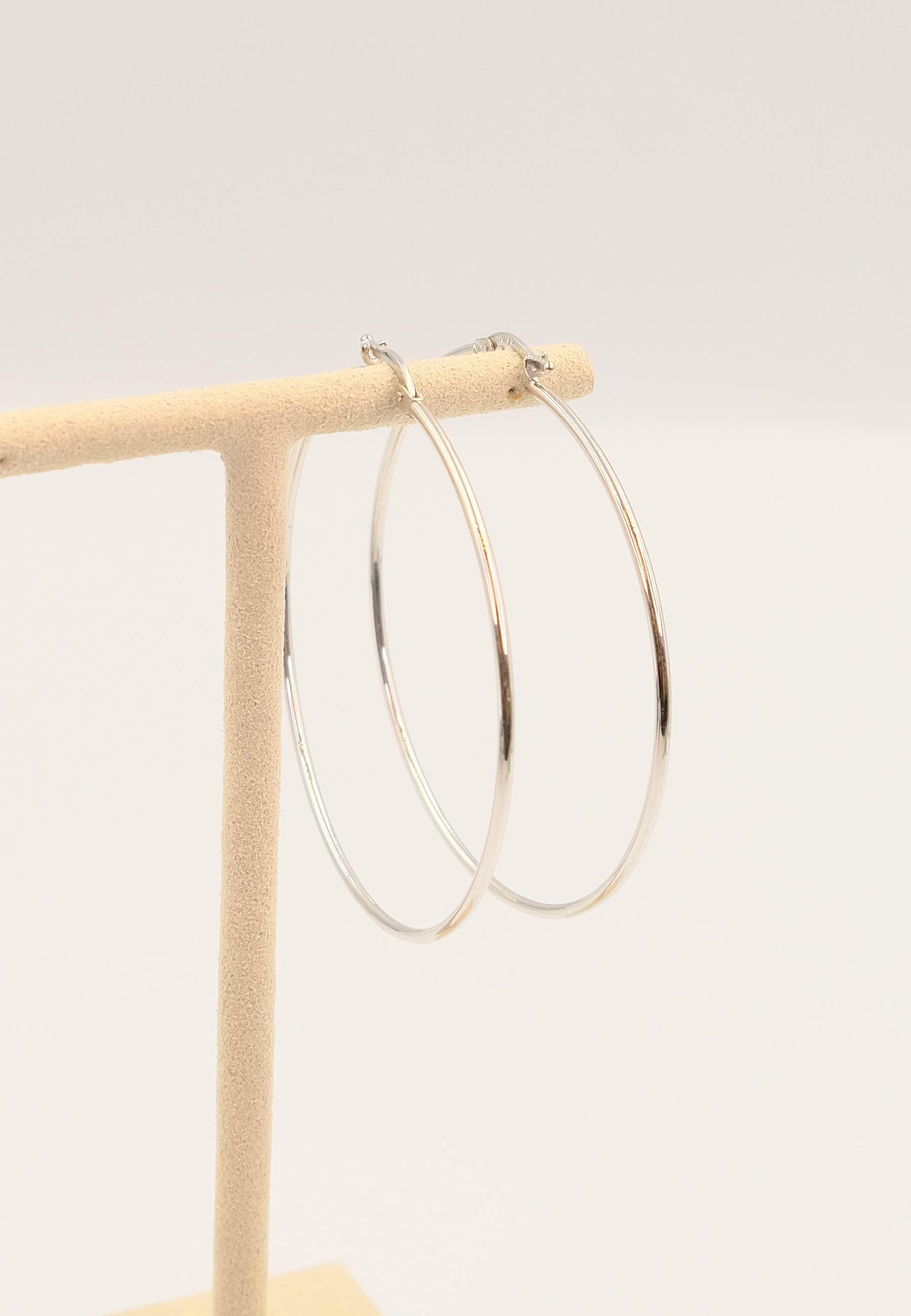 MUAU Schmuck  Creolen Weissgold 750 Runddraht 50mm 