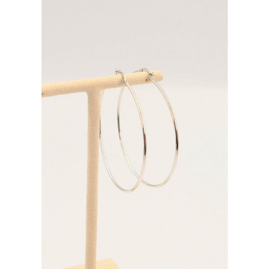 MUAU Schmuck  Créoles or blanc 750 fil rond 50mm 