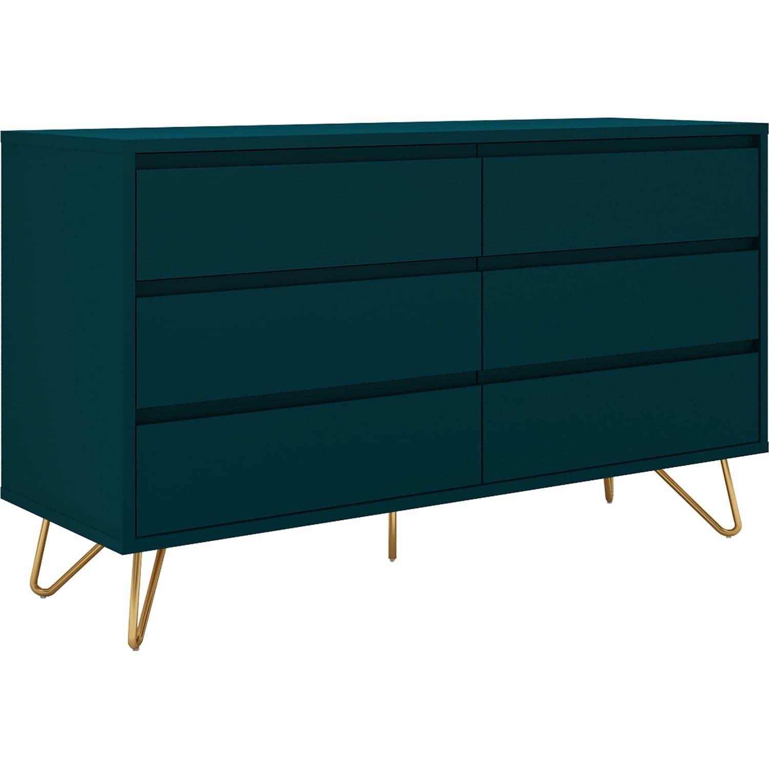 mutoni Commode large 6 tiroirs bleu  