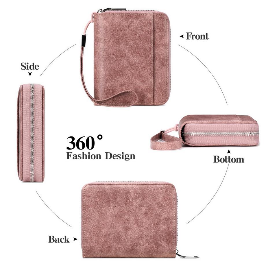 Only-bags.store Brieftasche Leder RFID-Schutz Kreditkartenetui, Brieftasche mit Reißverschluss, Brieftasche im Orgelstil  