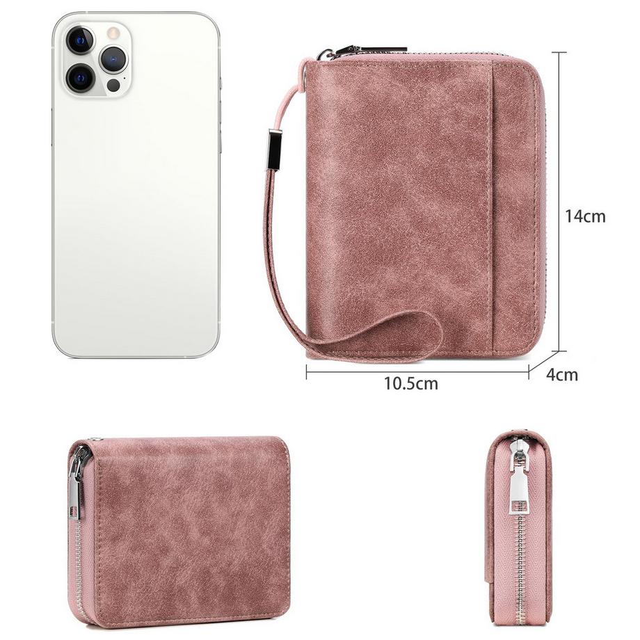 Only-bags.store Brieftasche Leder RFID-Schutz Kreditkartenetui, Brieftasche mit Reißverschluss, Brieftasche im Orgelstil  