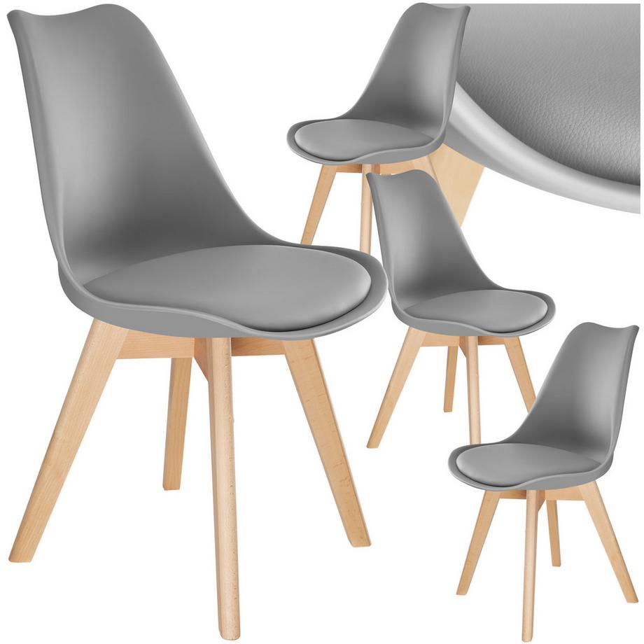 Tectake Set Esszimmerstuhl Frederikke Scandi-Design gepolsterte Sitzfläche, ergonomische Form  