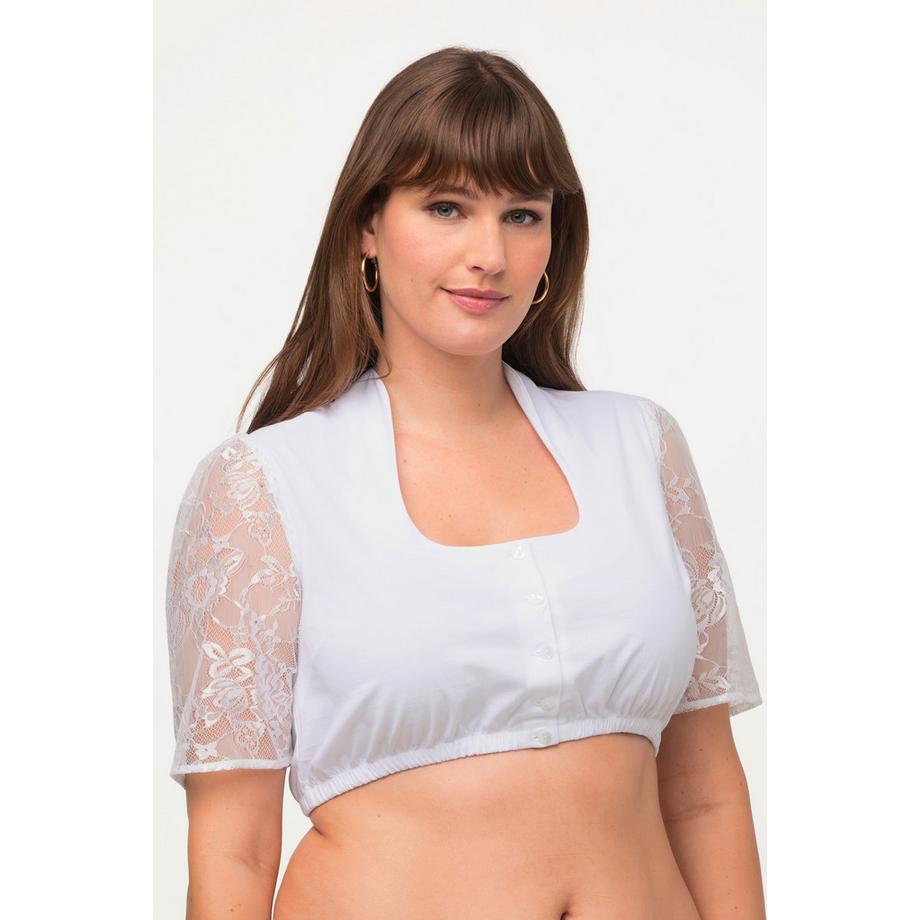 Ulla Popken Chemisier Dirndl Col Montant Encolure Carrée Manches 1/2  