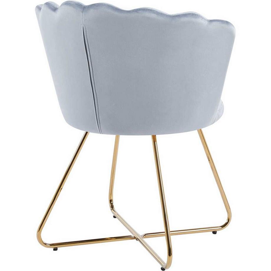 mutoni Sedia Shell Vlonit velluto metallo grigio chiaro oro (set di 2)  