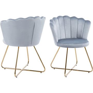 Sedia Shell Vlonit velluto metallo grigio chiaro oro (set di 2)