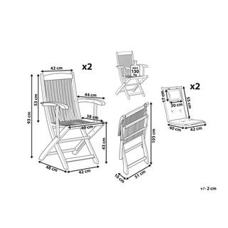 Beliani Lot de 2 chaises en Acacia Traditionnel MAUI  